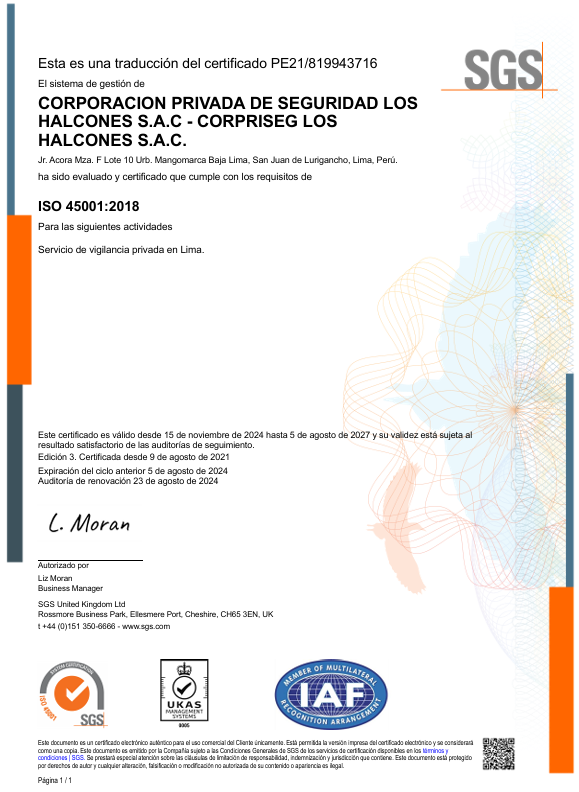 Certificado ISO 45001